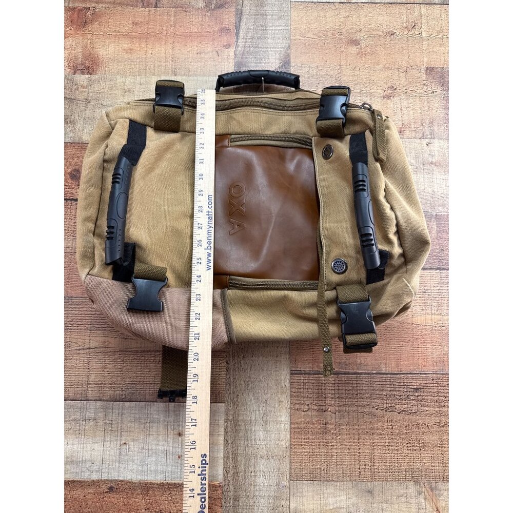 Canvas Backpack Travel Bag Hiking Bag Camping Bag Rucksack Khaki - Picture 4 of 7